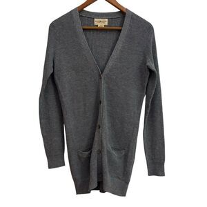 Ralph Lauren Denim & Supply Gray Linen Blend Waffle Knit Cardigan Sweater Pocket